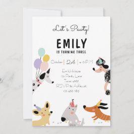 Convite Festa de aniversário de Cachorro Cachorro Pawty Mo