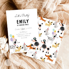 Convite Festa de aniversário de Cachorro Cachorro Pawty Mo