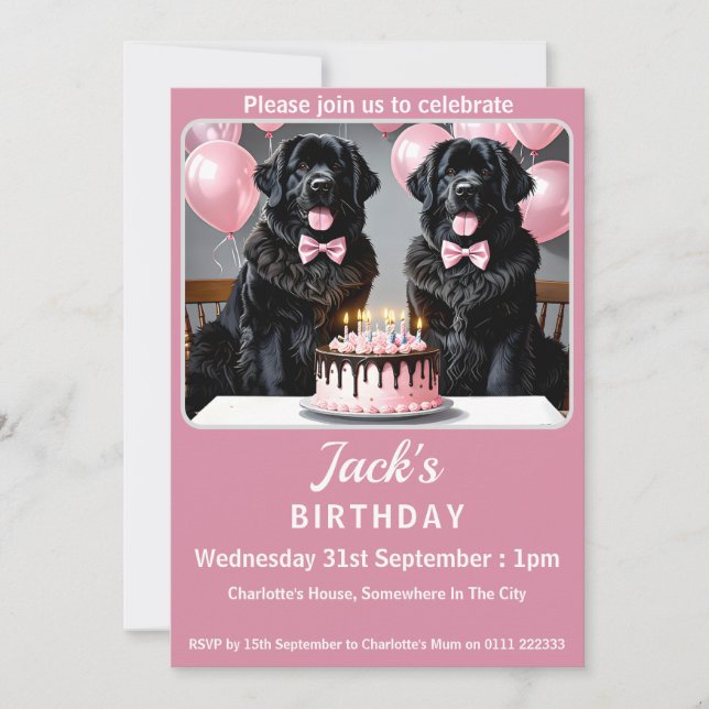 Convite Festa de aniversário de Cachorro da Terra Nova (Frente)