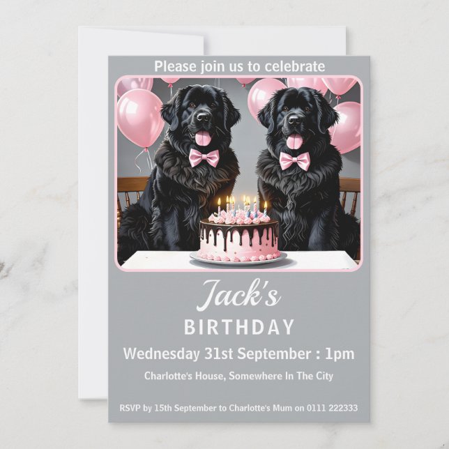 Convite Festa de aniversário de Cachorro da Terra Nova (Frente)