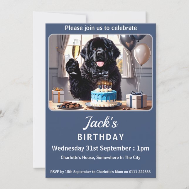 Convite Festa de aniversário de Cachorro da Terra Nova (Frente)