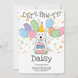 Convite Festa de aniversário de Cachorro de Cockapoo Branc