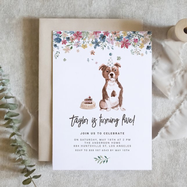 Convite Festa de aniversário de Cachorro de Pitbull com Aq (Celebrate your furry friend’s special day with our charming dog birthday invitation)