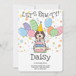 Convite Festa de aniversário de Cachorro Marrom Cockapoo C