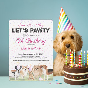 Convite Festa de aniversário de Cachorro Personalizado Co