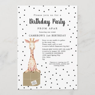 Convite Festa de aniversário de caixa de transporte Giraf