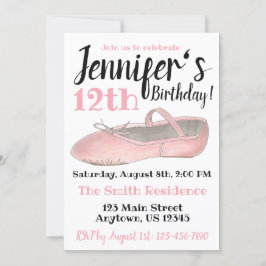 Convite Festa de aniversário de Calçado de Dança de balé