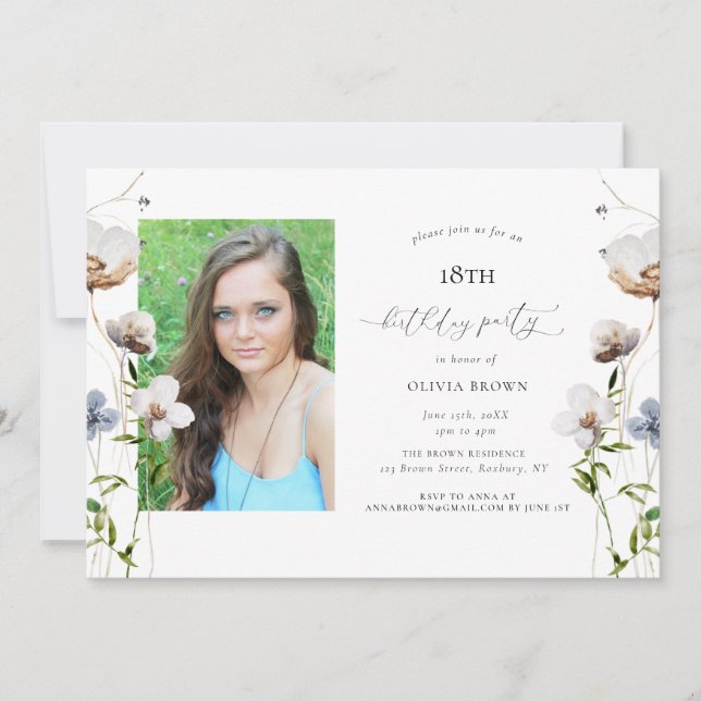 Convite Festa de aniversário de Caligrafia de Peach (Frente)