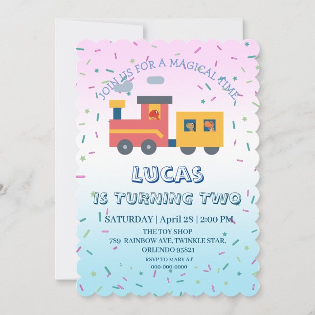 Convite Festa de aniversário de caminhão de dinossauro bon (Frente)