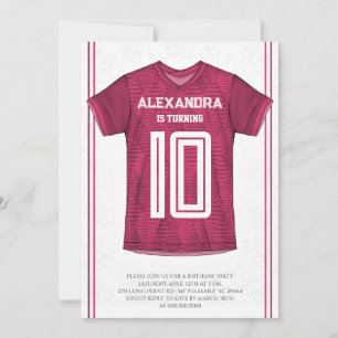 Convite Festa de Aniversário de Camisa de Futebol Rosa