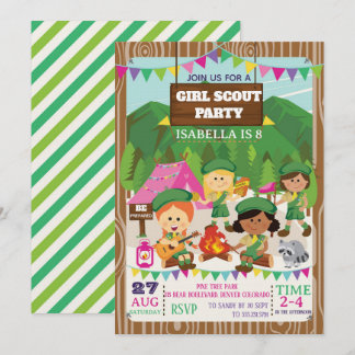 Convite Festa de Aniversário de Camping das Girl Scouts