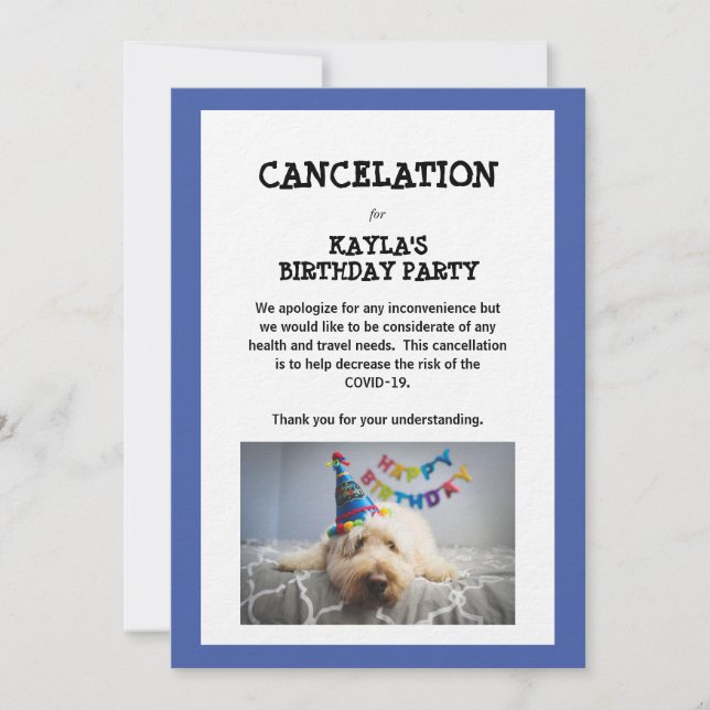 Convite Festa de aniversário de Cancelamento - Vírus Coron (Frente)