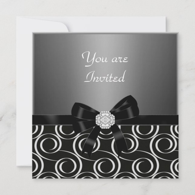 Convite Festa de aniversário de carvão de Na moda de convi (Frente)