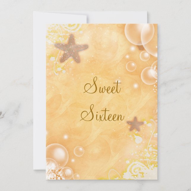 Convite Festa de aniversário de casamento com tema de prai (Frente)