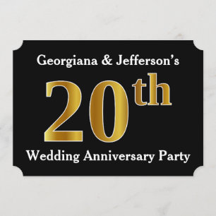Convite Festa de Aniversário de Casamento de 20 Anos com A