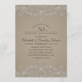 Convite Festa de Aniversário de Casamento de 30 Anos Renda