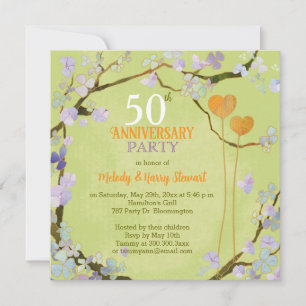 Convite Festa de Aniversário de Casamento de 50 anos Duas
