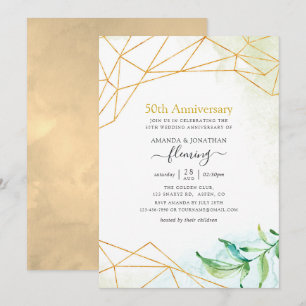 Convite Festa de Aniversário de Casamento de 50 Anos Geome