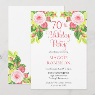 Convite Festa de aniversário de Casamento de 70 Floral de
