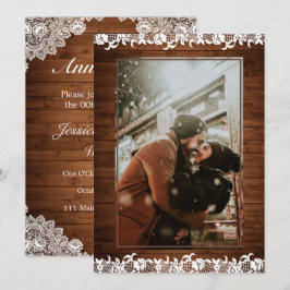 Convite Festa de Aniversário de Casamento em Madeira Rústi