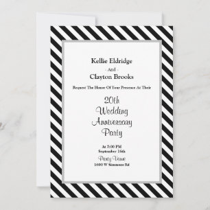 Convite Festa de Aniversário de Casamento Listras Preto e 