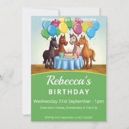 Convite Festa de aniversário de cavalos