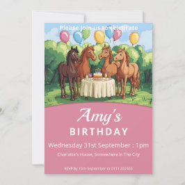Convite Festa de aniversário de cavalos