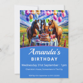 Convite Festa de aniversário de cavalos