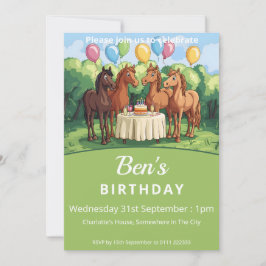 Convite Festa de aniversário de cavalos