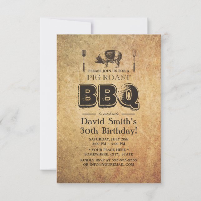 Convite Festa de aniversário de CHURRASCO de Rastreamento  (Frente)