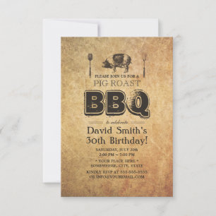 Convite Festa de aniversário de CHURRASCO de rosca Vintag