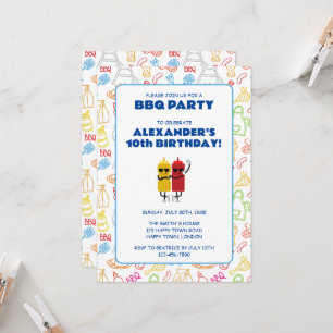 Convite FESTA DE ANIVERSÁRIO de CHURRASCO PERSONALIZÁVEL