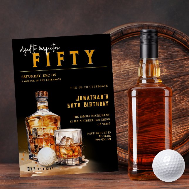 Convite Festa de aniversário de Cobrir da Revista Whiskey  (Whiskey & Golf Magazine Cover Birthday Party Invitation)