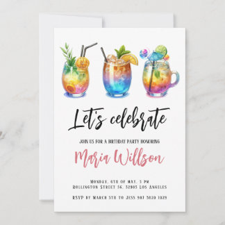 Convite Festa de aniversário de Cocktails de Verão de Aqua