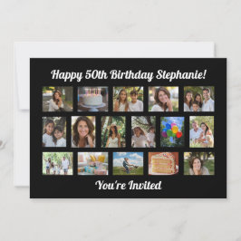 Convite Festa de aniversário de Colagem de Fotos Personali