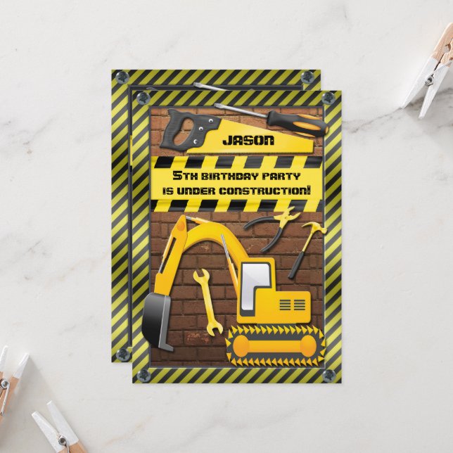 Convite Festa de aniversário de Construção da Criança (Frente/Verso In Situ)