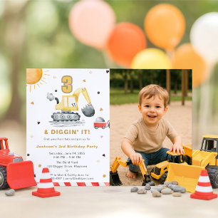 Convite Festa de Aniversário de Construção de Caminhão Esc
