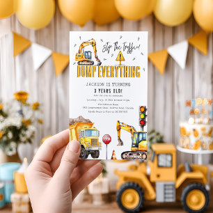 Convite Festa de Aniversário de Construção Infantil com Aq