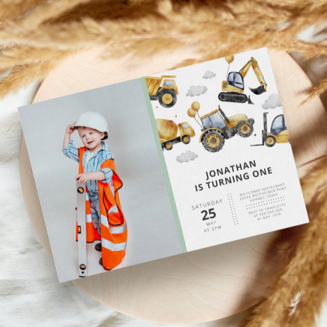 Convite Festa de aniversário de Construção Simples Moderna (Criador carregado)