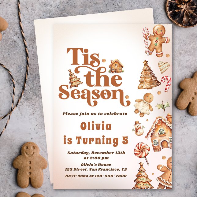 Convite Festa de aniversário de Cookies de Natal com Pão d (Criador carregado)