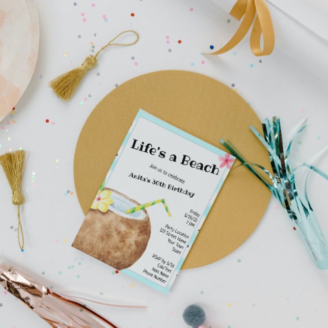 Convite Festa de aniversário de coquetel de praia (Criador carregado)