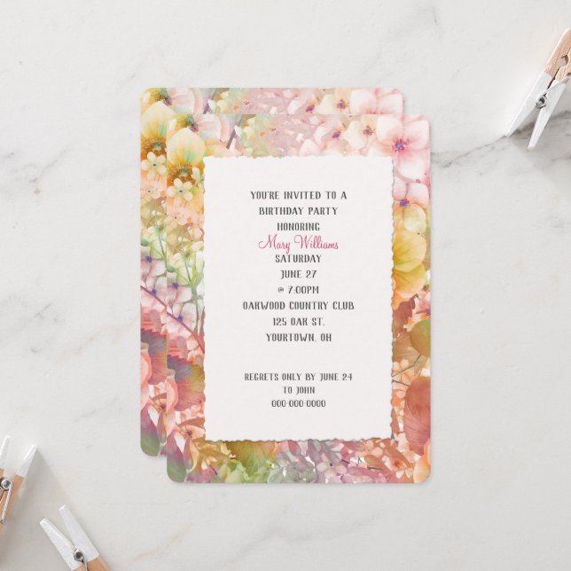 Convite Festa de aniversário de Cosmos de Verão (Frente/Verso In Situ)