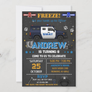 Convite Festa de Aniversário de Criança com Policial Parti