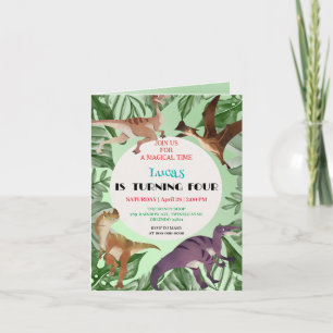Convite Festa de aniversário de criança da selva de dinoss