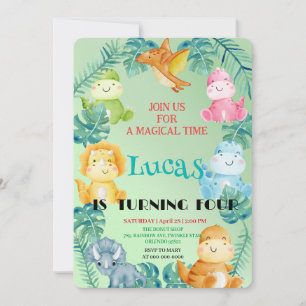 Convite Festa de aniversário de criança da selva de dinoss