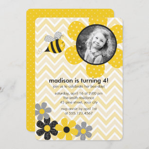 Convite Festa de Aniversário de criança de Abelhas