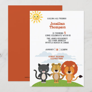 Convite Festa de Aniversário de criança de Amigos Animais