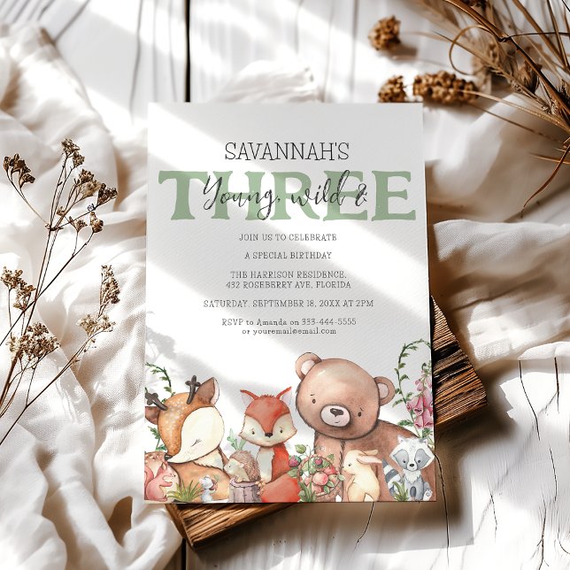 Convite Festa de Aniversário de criança de Animais da Flor (Criador carregado)