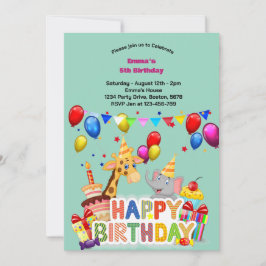 Convite Festa de Aniversário de criança de Animais Selvage