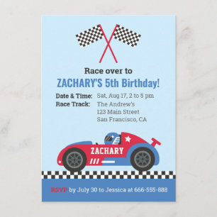 Convite Festa de Aniversário de criança de Carro Corrente 